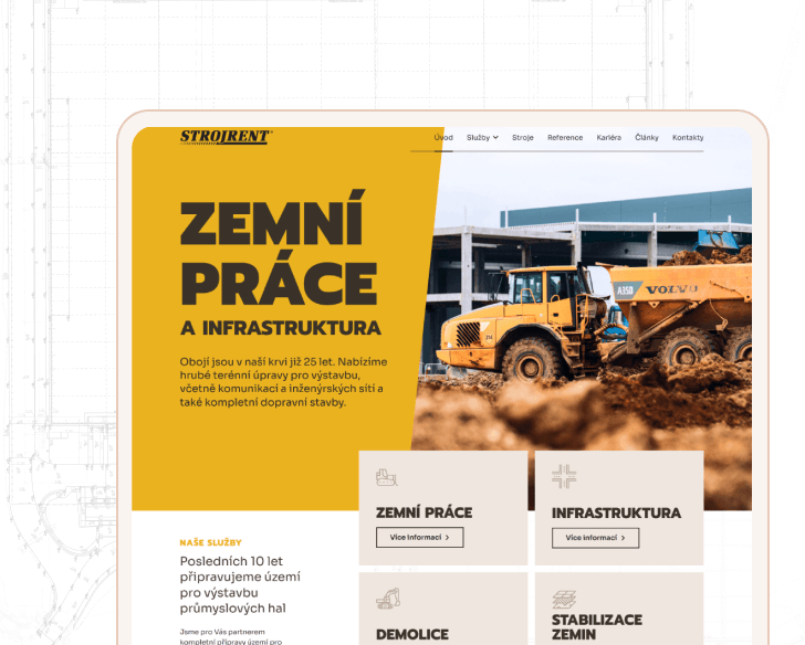 Strojrent | Web pro firmu, kterou živí velké zakázky