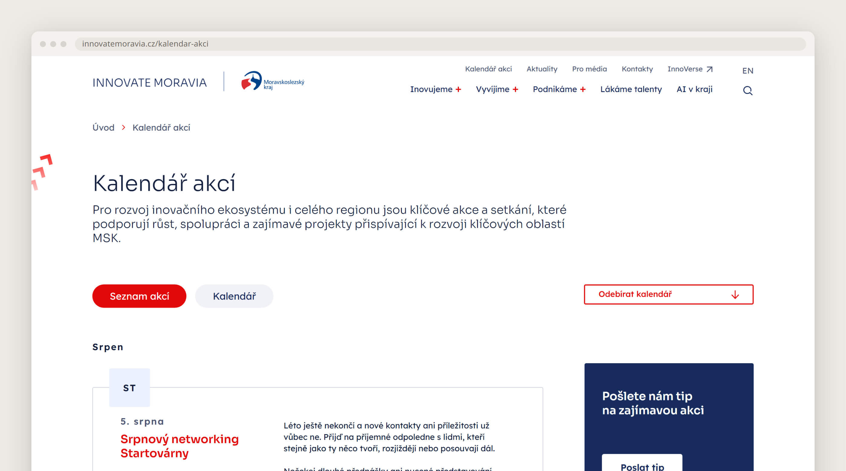 innovatemoravia 06 kalendar | Web, který unese katalog celého kraje