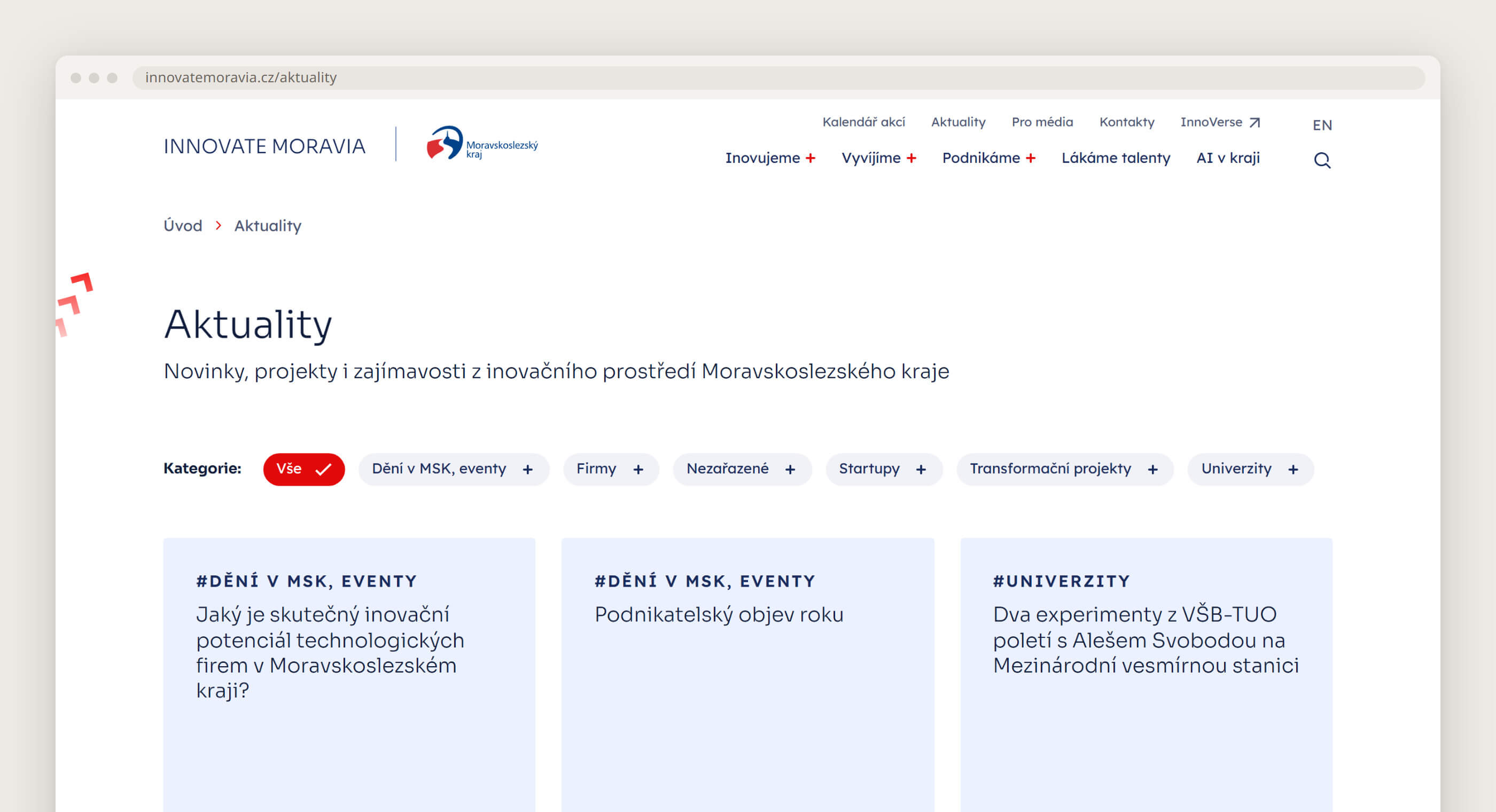 innovatemoravia 10 aktuality | Web, který unese katalog celého kraje